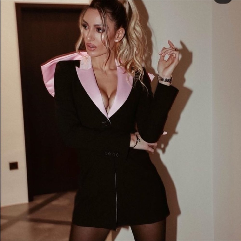 🔥 Zara Bow Blazer Dress Bloggers Favorite NWT